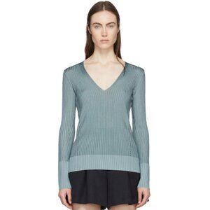 Rag & Bone Alyssa Ribbed V-Neck Sweater - Lake Blue - Size Small